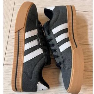 Adidas Men's Gray and White Sneakers with Tan Sole